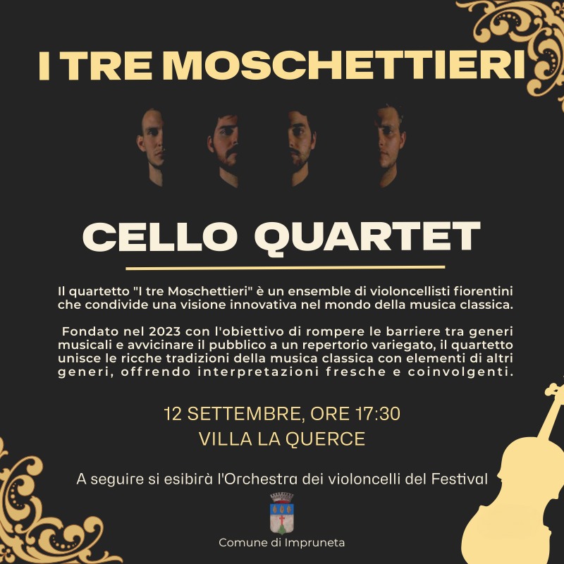 Cello Quartet "I tre moschettieri" in concerto a Impruneta