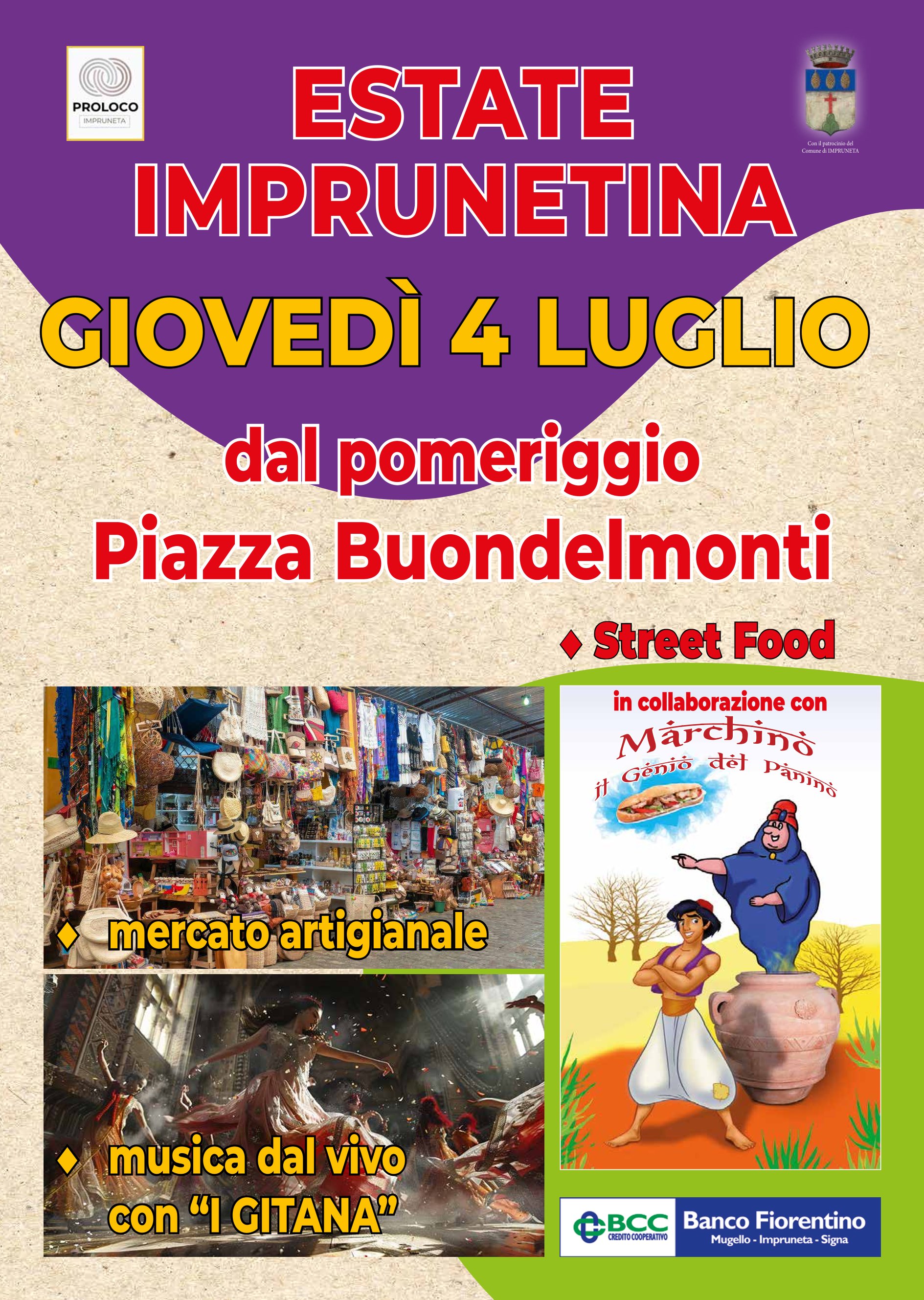 Mercatino, street food e musica dal vivo